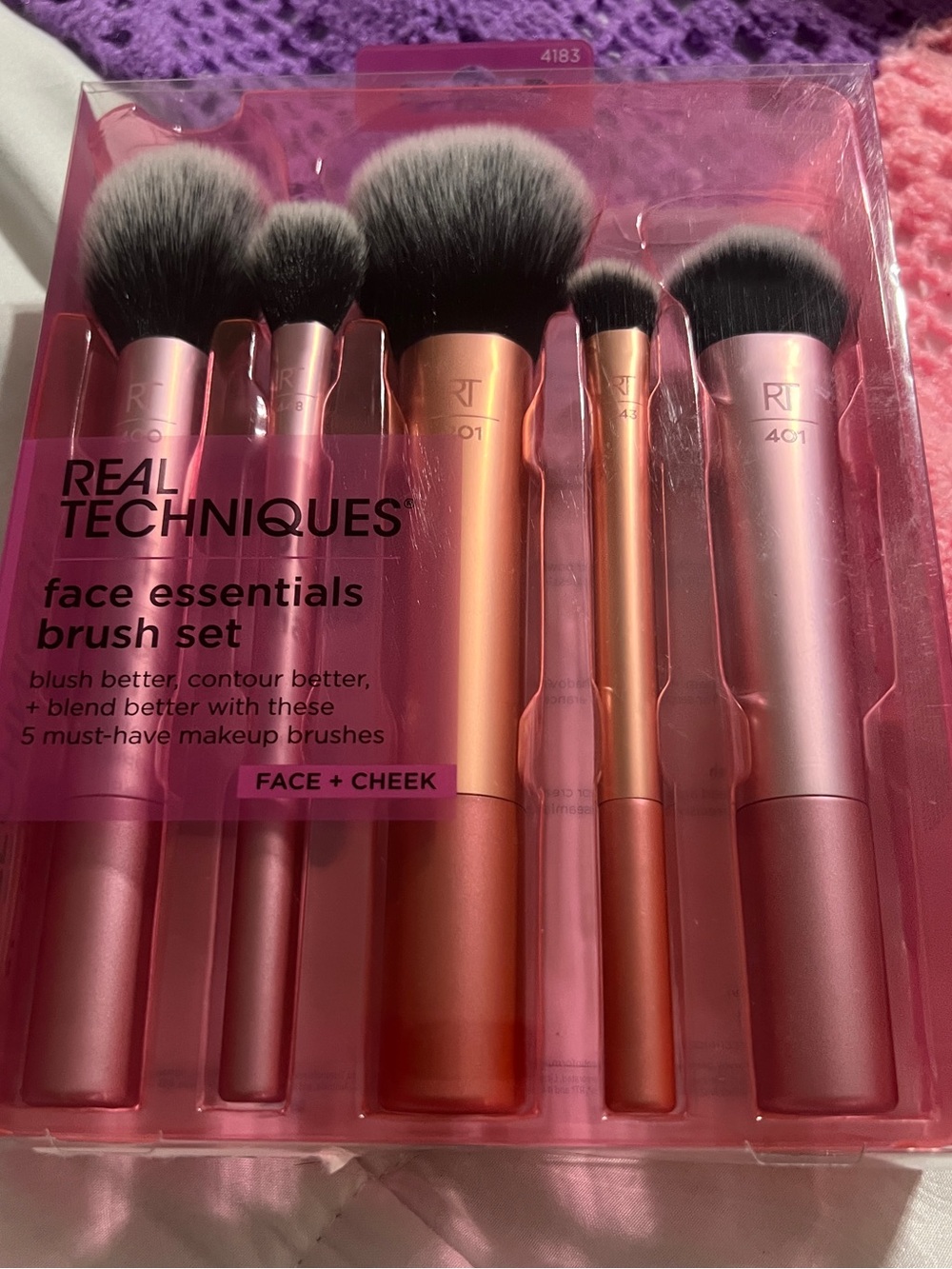 Real Techniques Face Essentials Brush Set - Metallic Pink & Coral